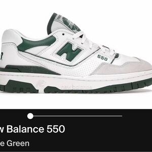 New Balance 550 Sneakers - White and Dark Green